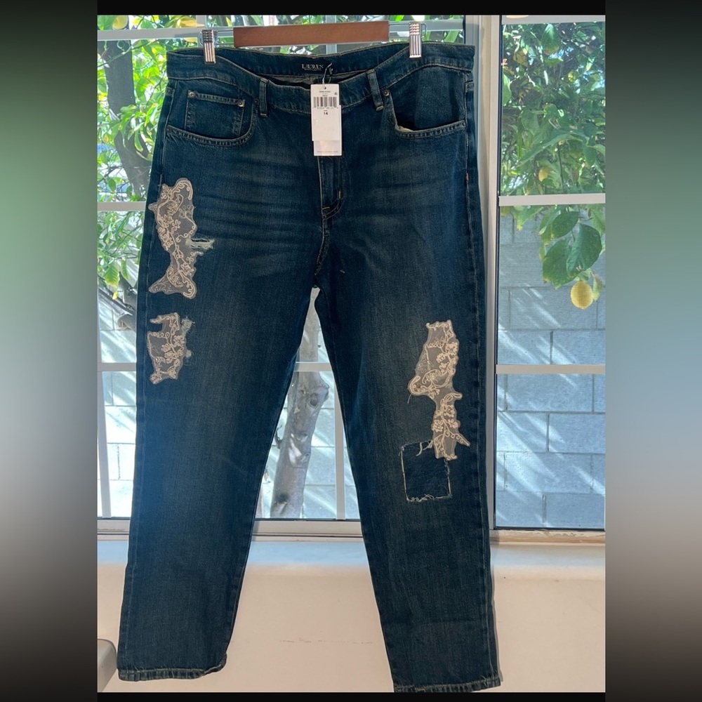 Lauren Ralph Lauren Women's Embellished Mid-Rise Jeans Blue - Picture 3 of 4